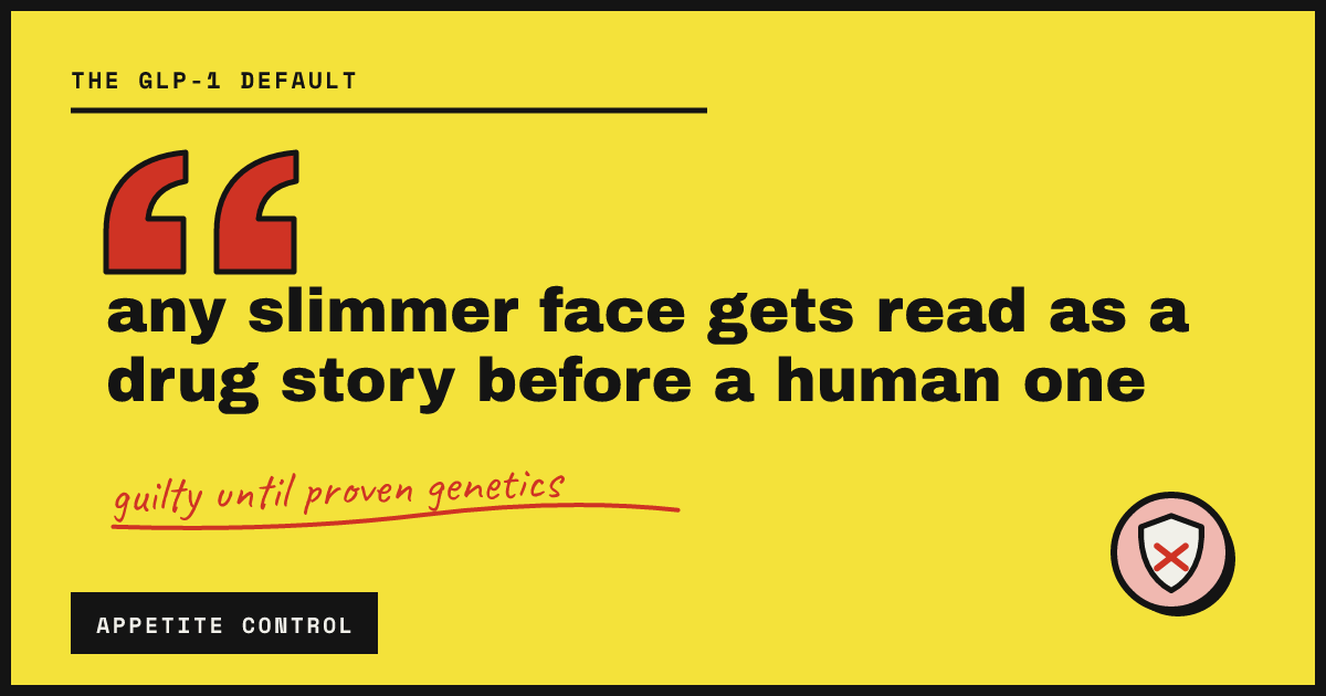 any slimmer face gets read as a drug story before a human one